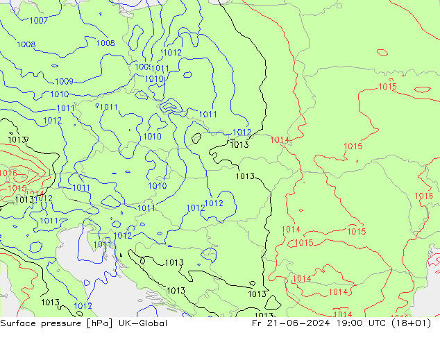 Surface pressure UK-Global Fr 21.06.2024 19 UTC