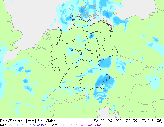 Regen/Schneefall UK-Global Sa 22.06.2024 00 UTC