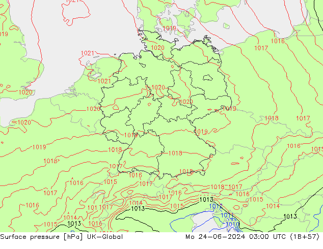 Surface pressure UK-Global Mo 24.06.2024 03 UTC