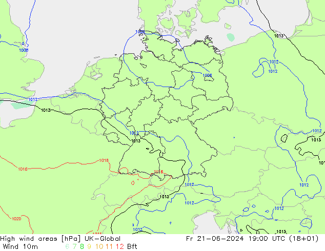 High wind areas UK-Global Fr 21.06.2024 19 UTC
