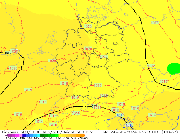 Thck 500-1000гПа UK-Global пн 24.06.2024 03 UTC