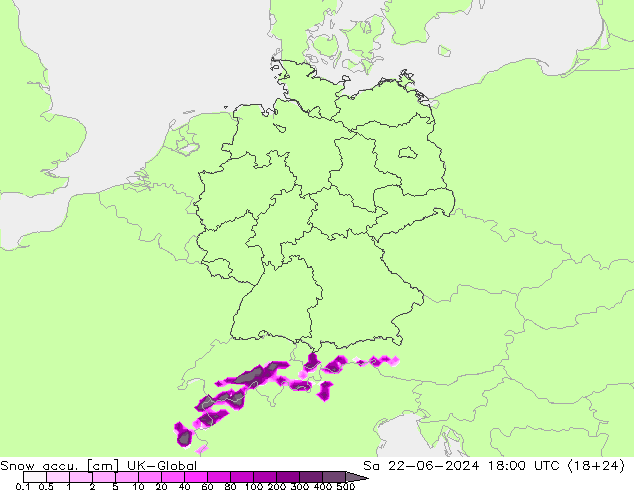 Snow accu. UK-Global Sáb 22.06.2024 18 UTC