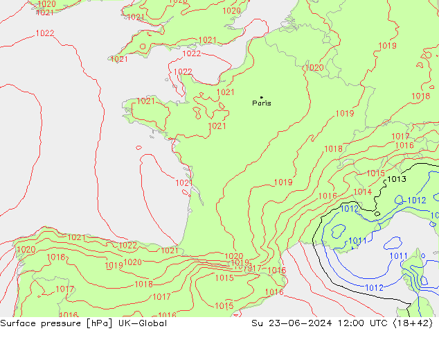 Yer basıncı UK-Global Paz 23.06.2024 12 UTC