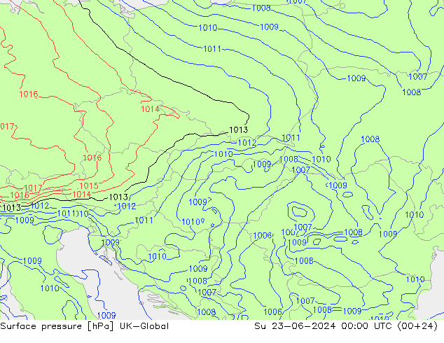 Luchtdruk (Grond) UK-Global zo 23.06.2024 00 UTC