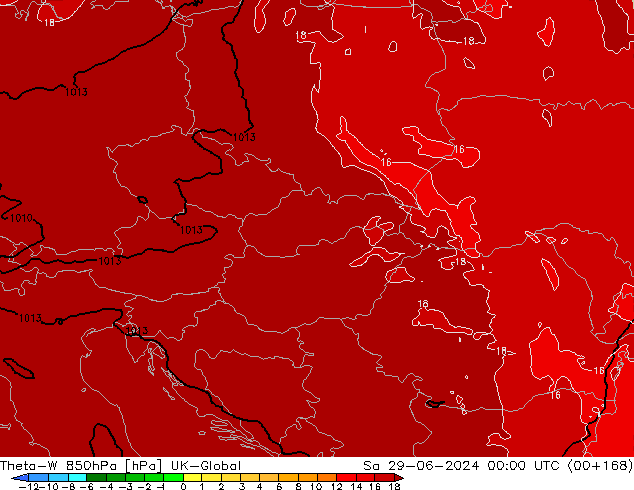 Theta-W 850гПа UK-Global сб 29.06.2024 00 UTC