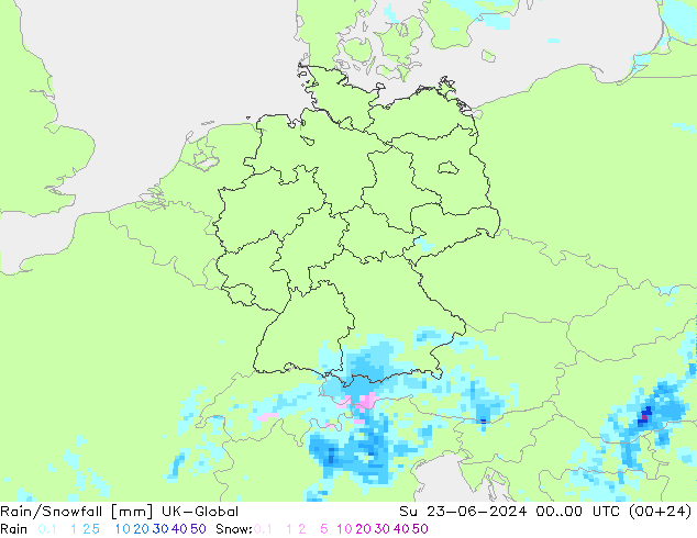 Regen/Schneefall UK-Global So 23.06.2024 00 UTC