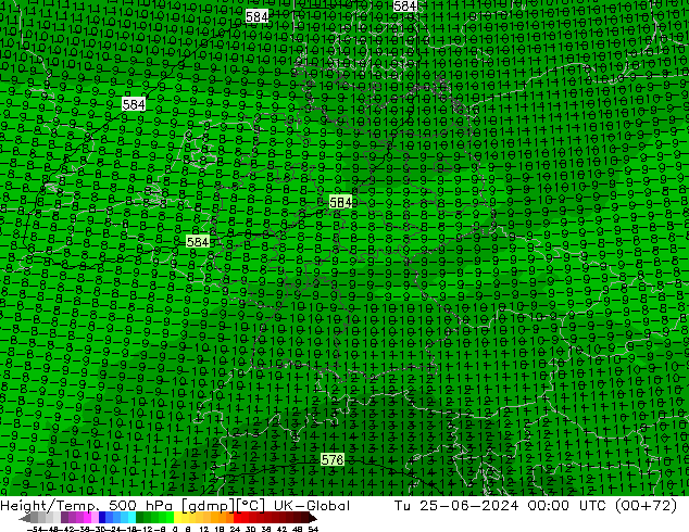 Geop./Temp. 500 hPa UK-Global mar 25.06.2024 00 UTC