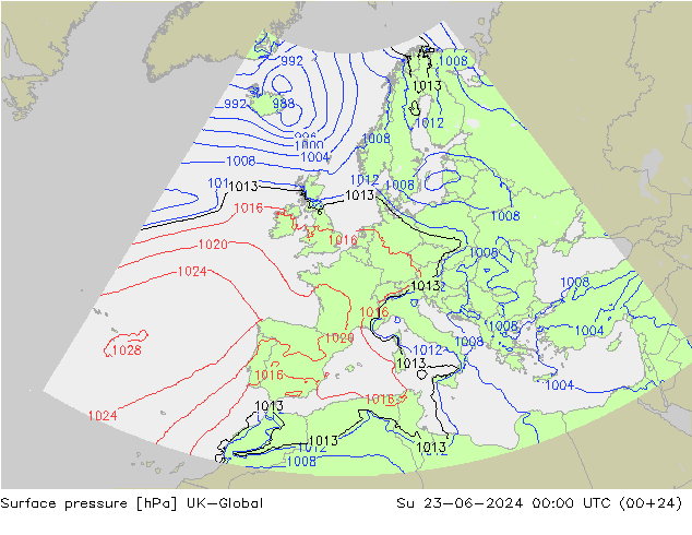 приземное давление UK-Global Вс 23.06.2024 00 UTC