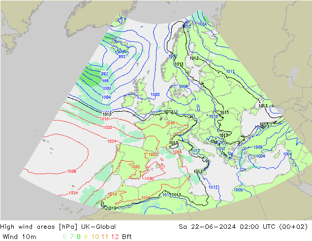 High wind areas UK-Global 星期六 22.06.2024 02 UTC