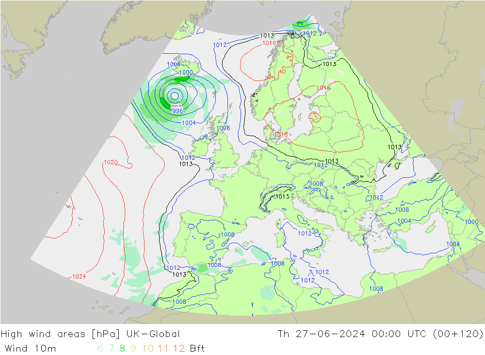 High wind areas UK-Global Th 27.06.2024 00 UTC