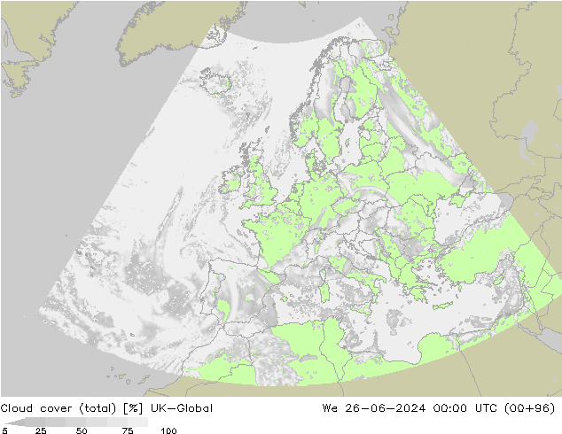 Bulutlar (toplam) UK-Global Çar 26.06.2024 00 UTC