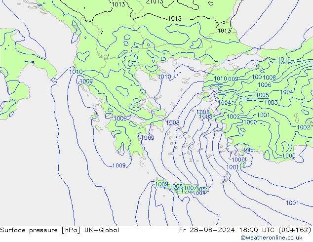 pression de l'air UK-Global ven 28.06.2024 18 UTC