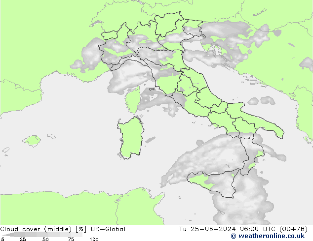 Cloud cover (middle) UK-Global Tu 25.06.2024 06 UTC