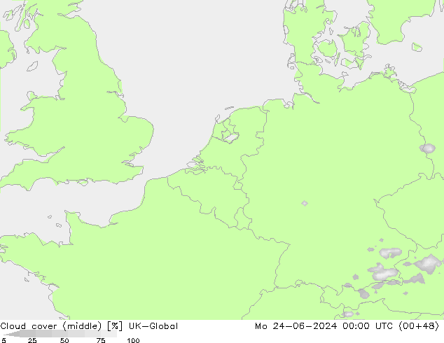 Cloud cover (middle) UK-Global Mo 24.06.2024 00 UTC