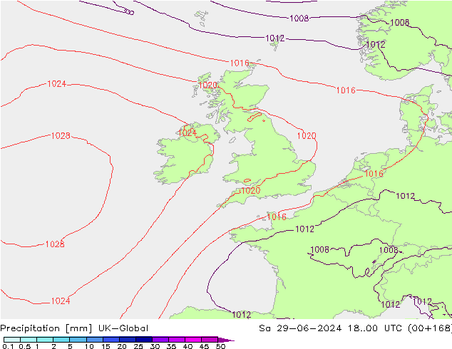 Précipitation UK-Global sam 29.06.2024 00 UTC