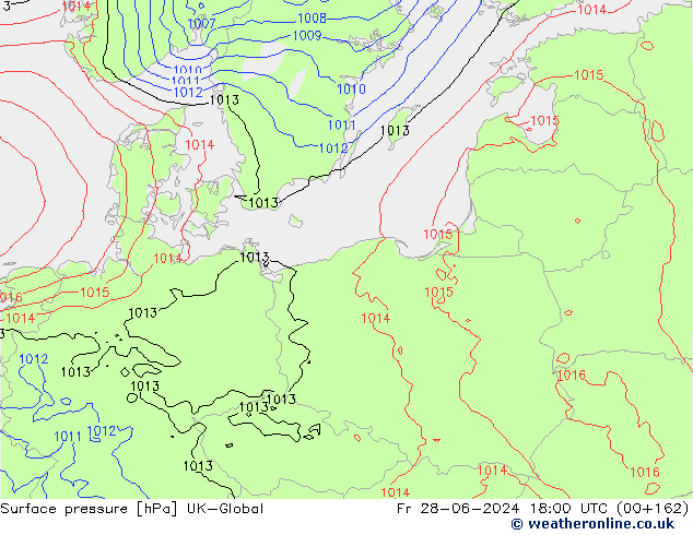 Presión superficial UK-Global vie 28.06.2024 18 UTC