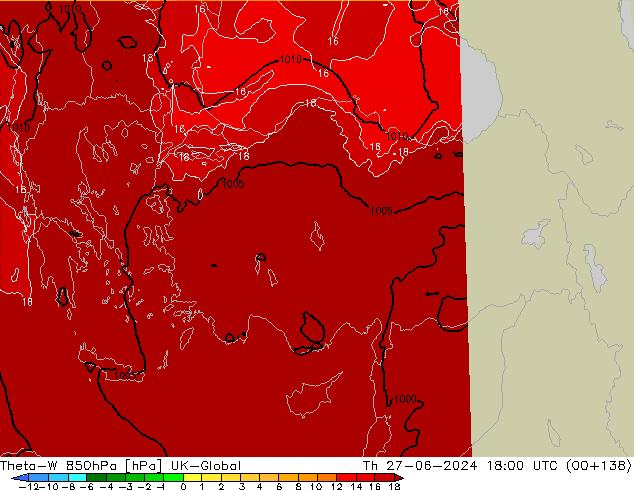 Theta-W 850hPa UK-Global gio 27.06.2024 18 UTC
