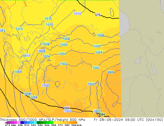 Dikte 500-1000hPa UK-Global vr 28.06.2024 06 UTC