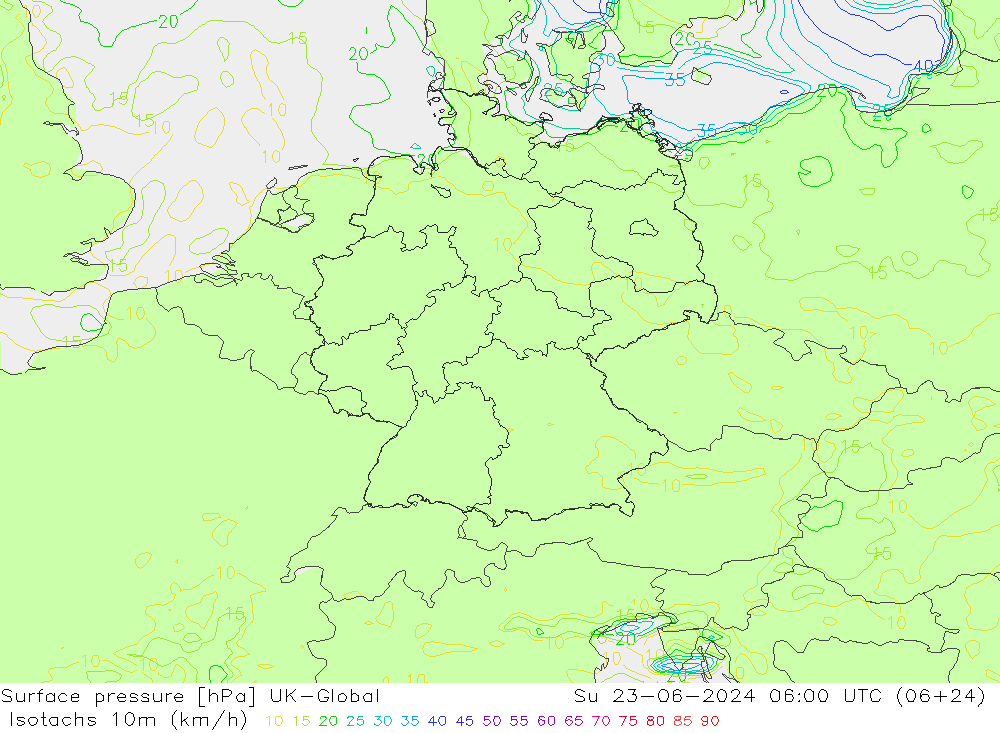 Isotachs (kph) UK-Global dim 23.06.2024 06 UTC