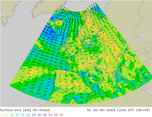 风 10 米 UK-Global 星期六 22.06.2024 12 UTC