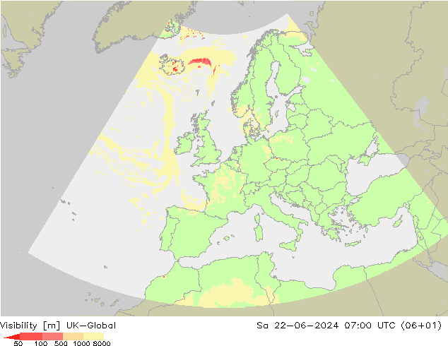 Dohlednost UK-Global So 22.06.2024 07 UTC