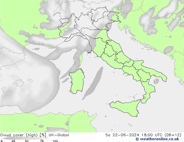 zachmurzenie (wysokie) UK-Global so. 22.06.2024 18 UTC