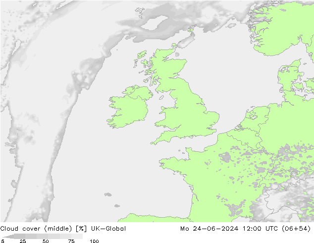 Nuages (moyen) UK-Global lun 24.06.2024 12 UTC