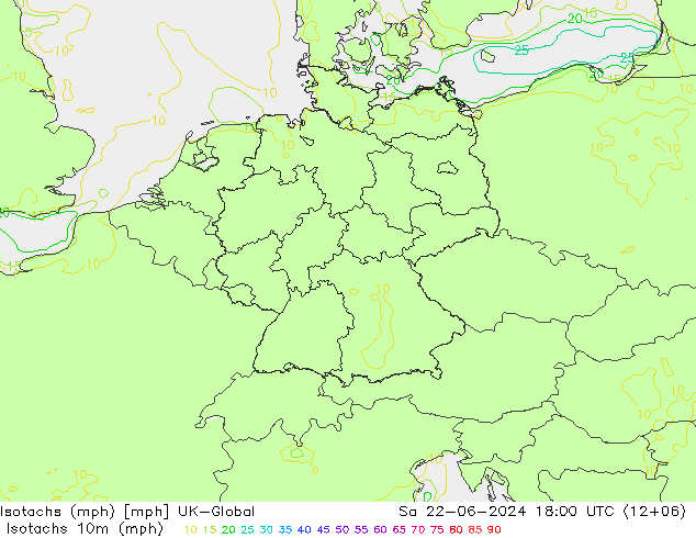 Isotachs (mph) UK-Global sam 22.06.2024 18 UTC