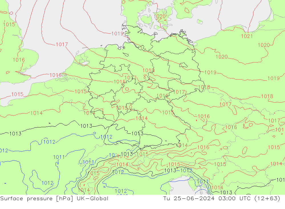 Surface pressure UK-Global Tu 25.06.2024 03 UTC