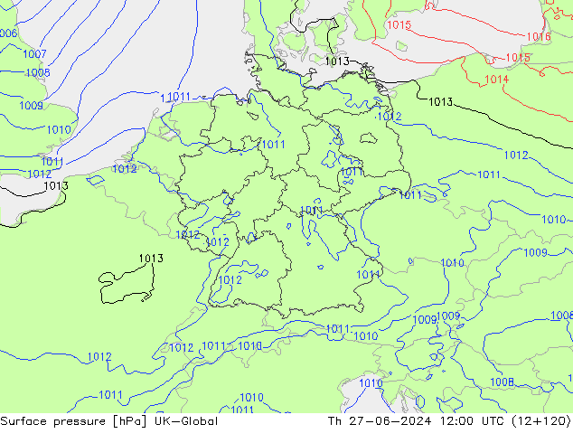 pression de l'air UK-Global jeu 27.06.2024 12 UTC