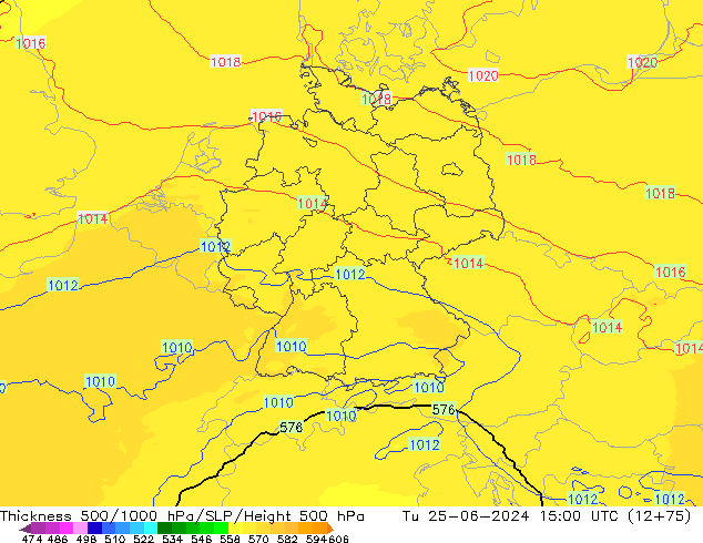 500-1000 hPa Kalınlığı UK-Global Sa 25.06.2024 15 UTC