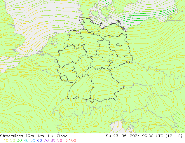 Streamlines 10m UK-Global Ne 23.06.2024 00 UTC