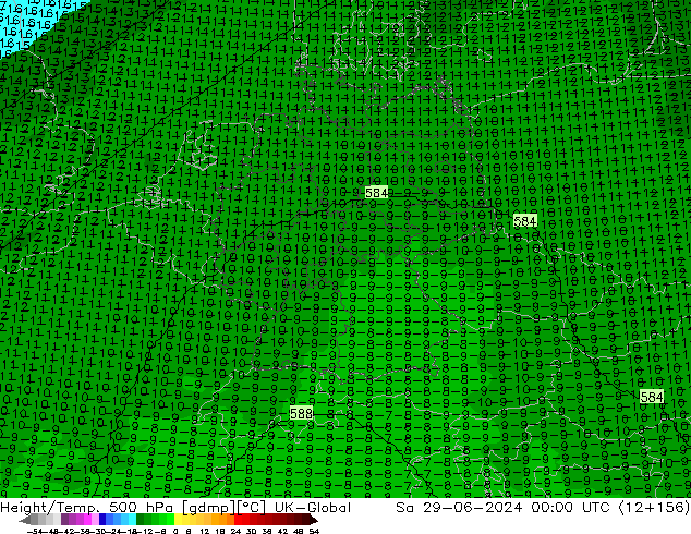 Height/Temp. 500 hPa UK-Global Sa 29.06.2024 00 UTC