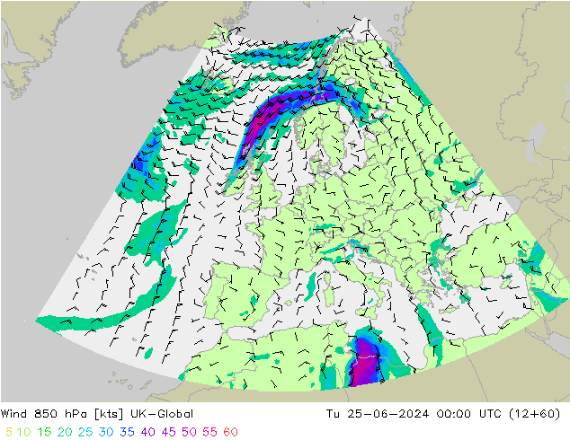 Vent 850 hPa UK-Global mar 25.06.2024 00 UTC