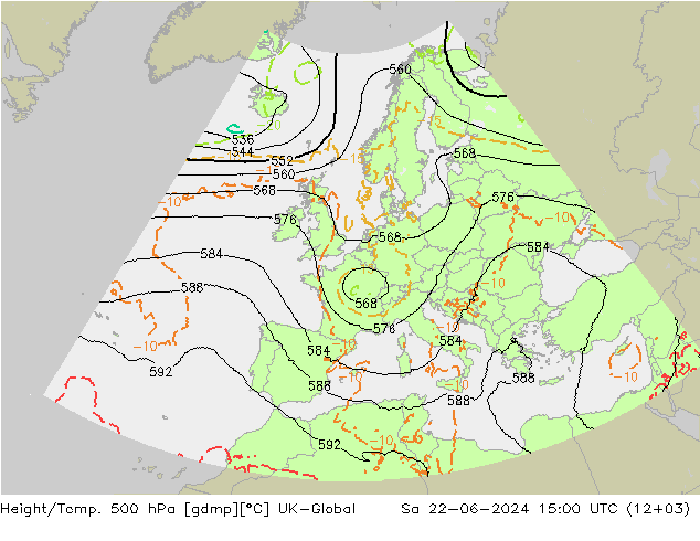 Geop./Temp. 500 hPa UK-Global sáb 22.06.2024 15 UTC
