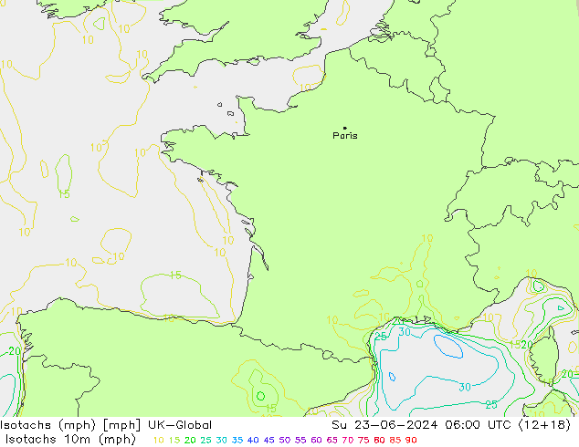 Isotaca (mph) UK-Global dom 23.06.2024 06 UTC