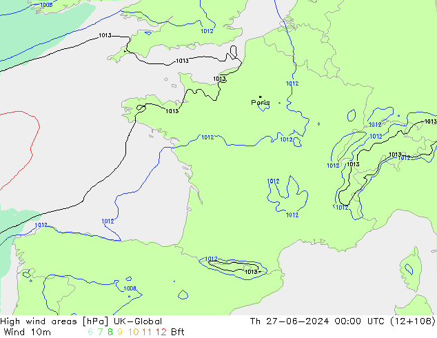 High wind areas UK-Global Th 27.06.2024 00 UTC