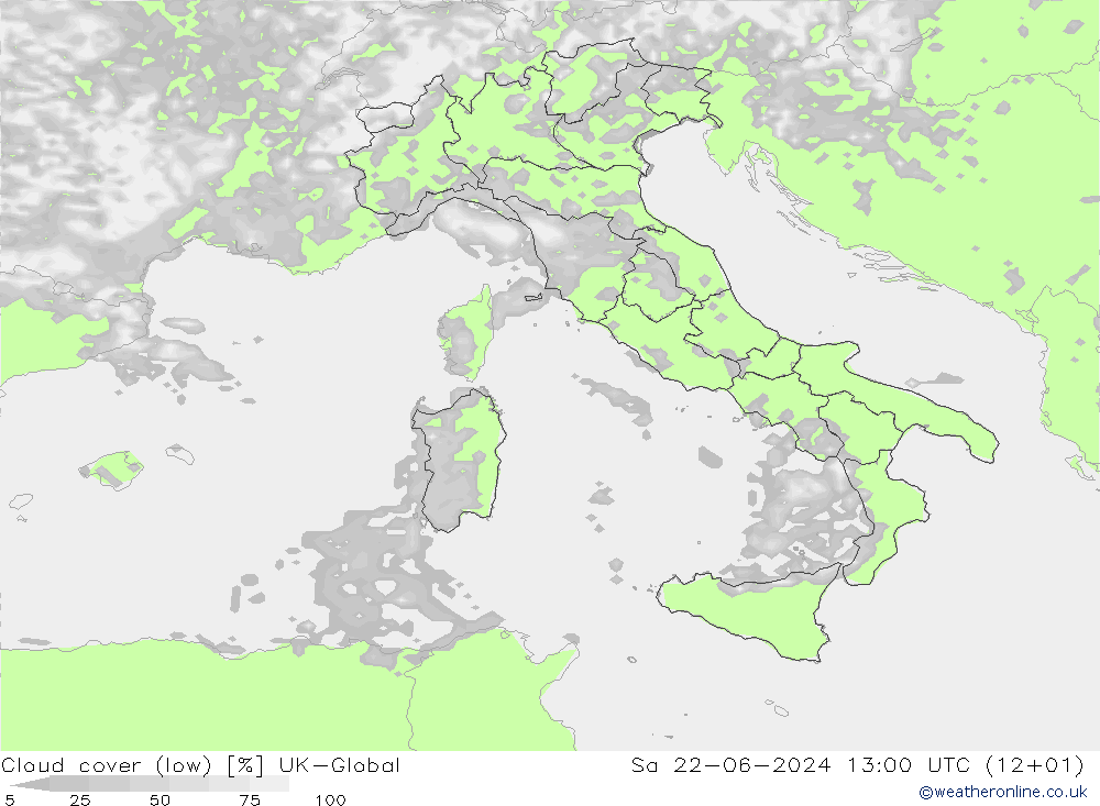 Nubes bajas UK-Global sáb 22.06.2024 13 UTC