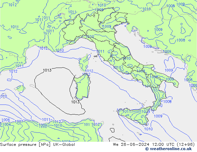 приземное давление UK-Global ср 26.06.2024 12 UTC