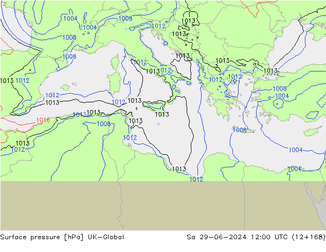 Surface pressure UK-Global Sa 29.06.2024 12 UTC