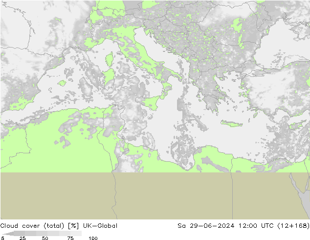 Cloud cover (total) UK-Global Sa 29.06.2024 12 UTC