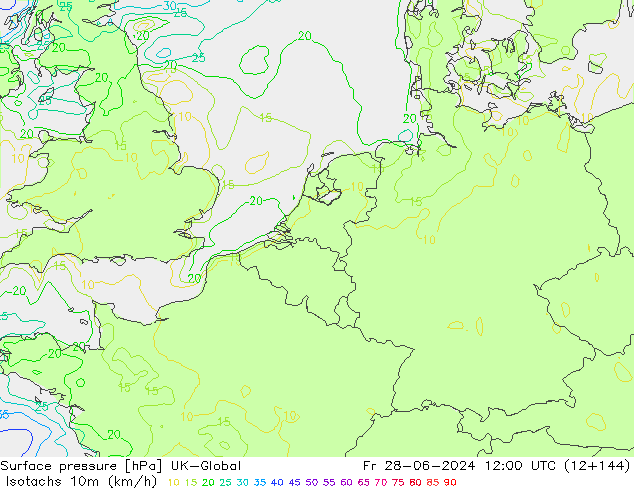 Isotachs (kph) UK-Global Pá 28.06.2024 12 UTC