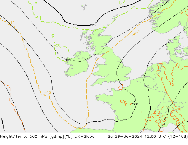 Géop./Temp. 500 hPa UK-Global sam 29.06.2024 12 UTC