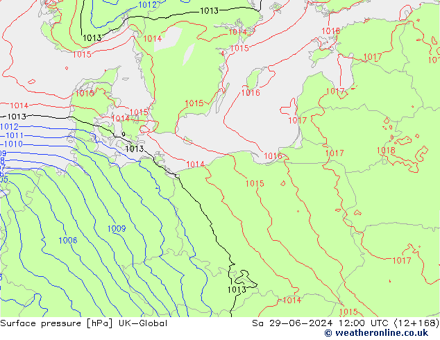 Surface pressure UK-Global Sa 29.06.2024 12 UTC