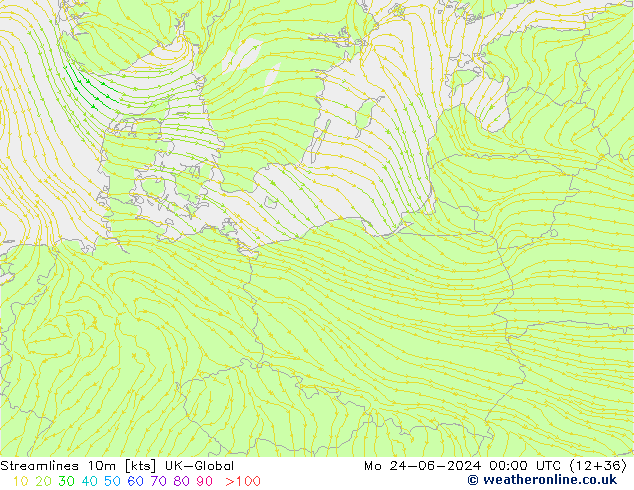 Streamlines 10m UK-Global Po 24.06.2024 00 UTC