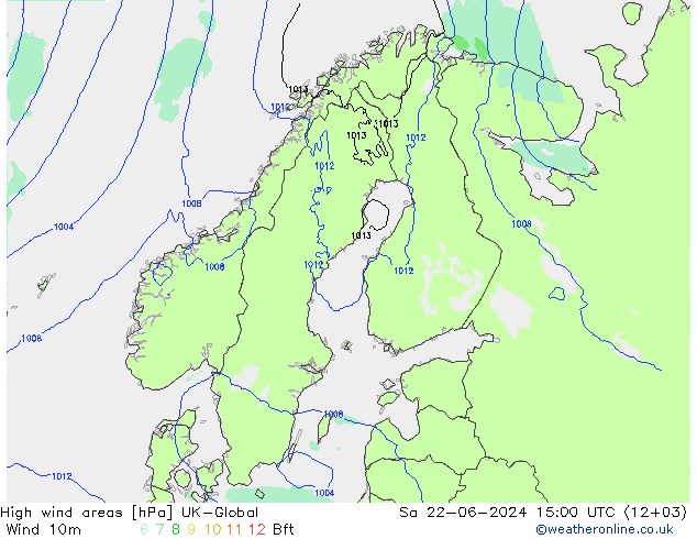 High wind areas UK-Global 星期六 22.06.2024 15 UTC