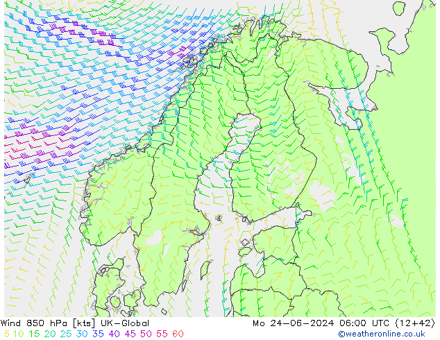 Viento 850 hPa UK-Global lun 24.06.2024 06 UTC