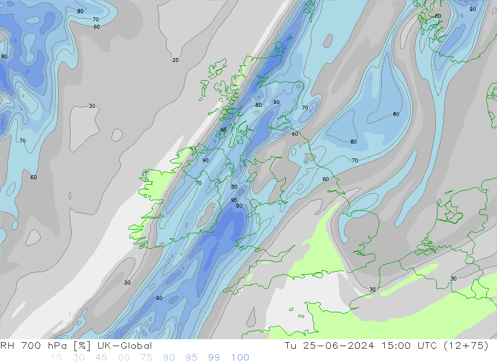 RH 700 hPa UK-Global Tu 25.06.2024 15 UTC