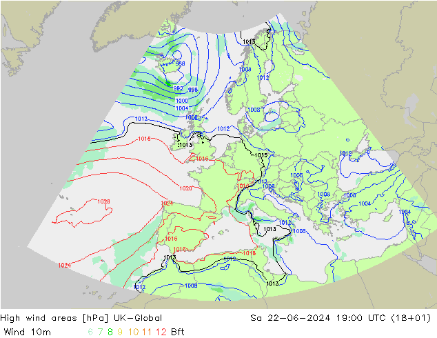 High wind areas UK-Global 星期六 22.06.2024 19 UTC