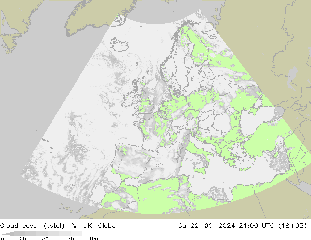 Nubes (total) UK-Global sáb 22.06.2024 21 UTC